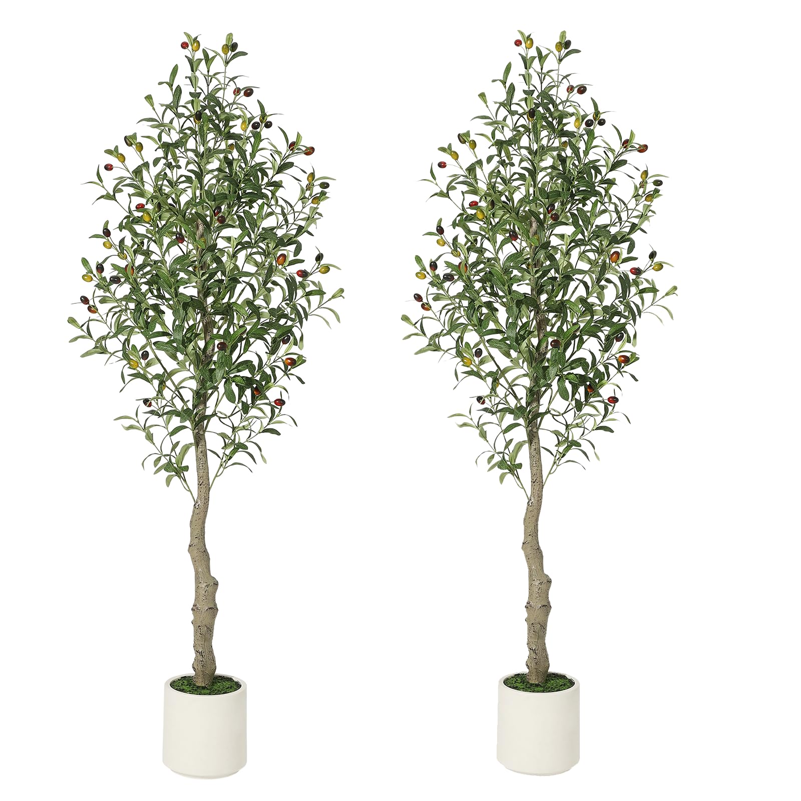 Albero di ulivo artificiale Garvee alto 5 piedi con tronco realistico e frutti per la decorazione di casa e ufficio, vaso bianco in PP ignifugo