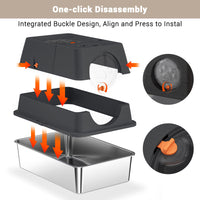 Lettiera per gatti Garvee in acciaio inox di grandi dimensioni con coperchio, resistente agli odori, doppio ingresso, 23.6"x15.75"x15.35"