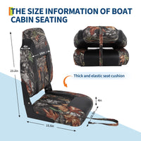 Set di 2 sedie per chiatta Garvee con binari alti, pieghevoli, imbottiti in modo spesso per barche da pesca e da porto, PVC resistente a tutte le intemperie, cerniere in alluminio, viti in acciaio inossidabile