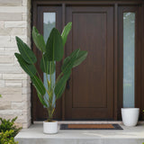 Garvee Albero Banana Artificiale 3.9 ft Con Vaso Cementato, Foglie Lussureggianti, PEVA Resistente UV Per Interni Ufficio Soggiorno Verde - Verde