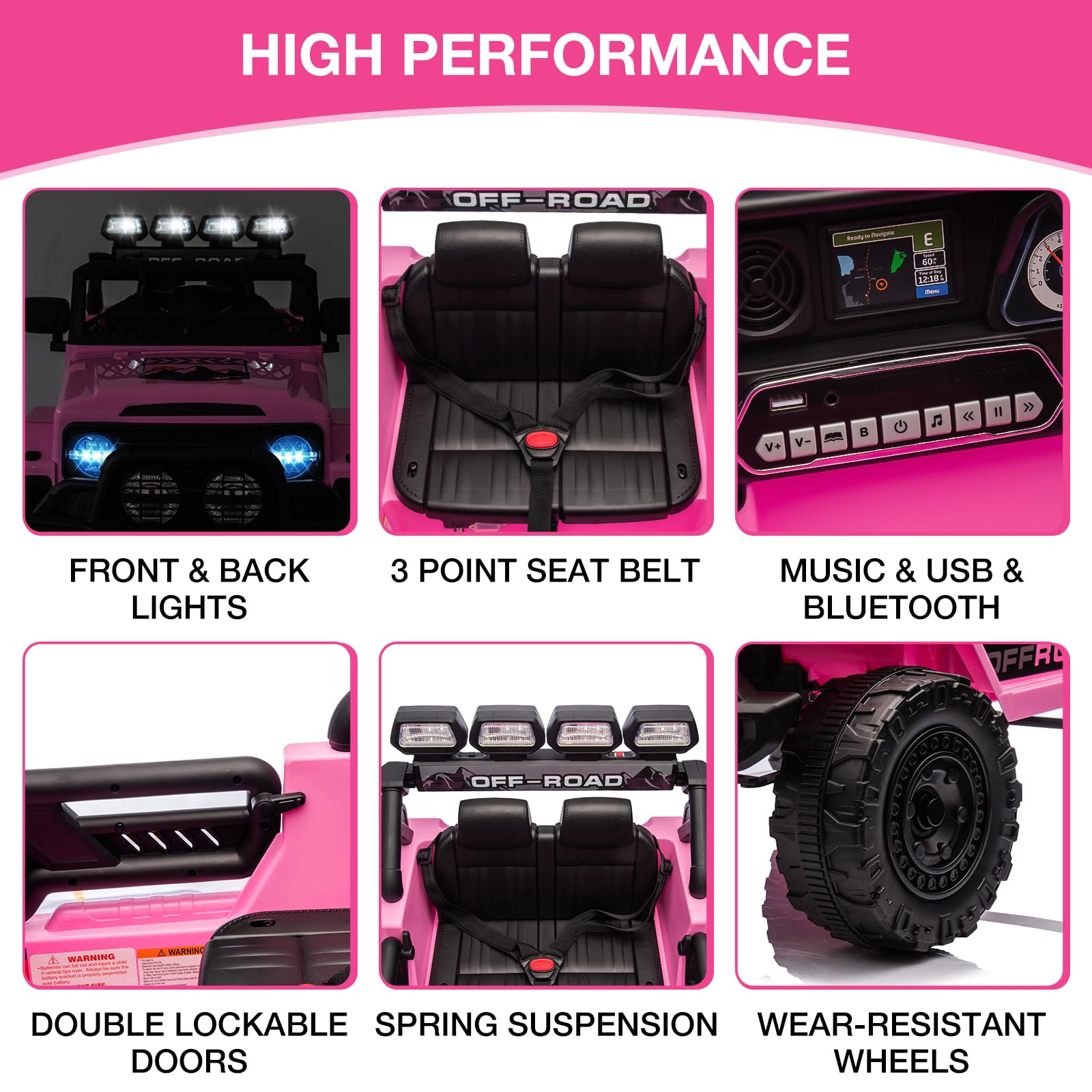 Garvee 12V Auto elettrica per bambini rosa con LED e intrattenimento Bluetooth per compleanni e giostre per bambine