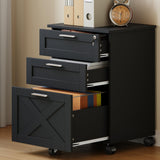 Garvee Mobile Archivio 3 Cassetti con Serratura, Mobiletto Ufficio, Legno Resistente, Ruote con Freni, Design Moderno, per Casa e Ufficio - Nero