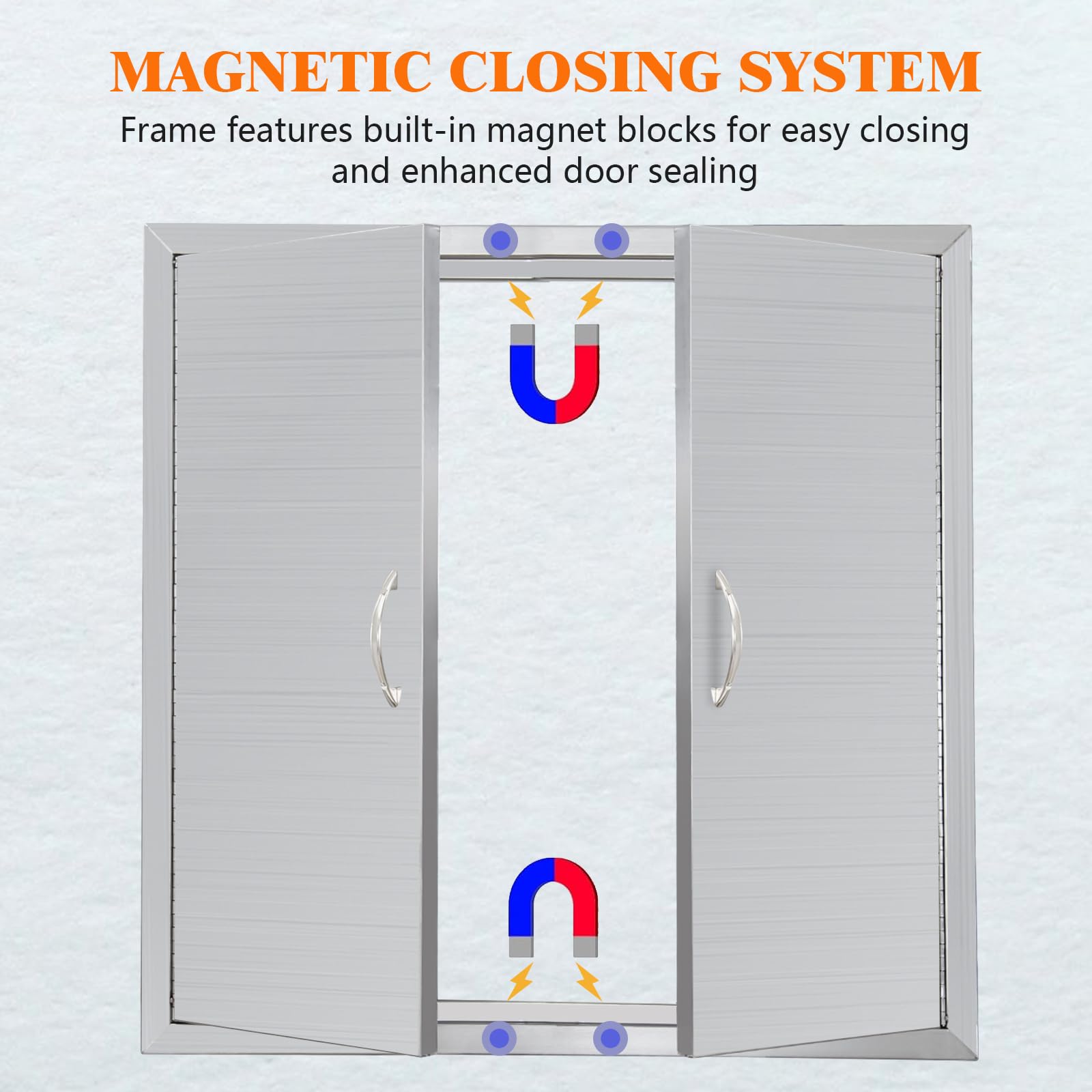 Porte da cucina per esterni Garvee, 30.5x21 pollici, in acciaio inox, doppio accesso, chiusura magnetica per barbecue, stazione grill, giardino