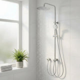 Garvee Sistema Doccia Moderno Senza Rubinetto, Soffione Rotondo 25 cm, Colonna Doccia Regolabile, Acciaio Inox, Bagno, Installazione Semplice, 3 Getti, Argento - Chrom