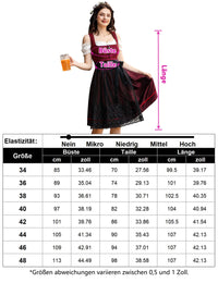 Garvee - Set da 3 pezzi in Dirndl tradizionale midi da donna per Oktoberfest, Carnevale e Martedì Grasso, rosso, taglia 42