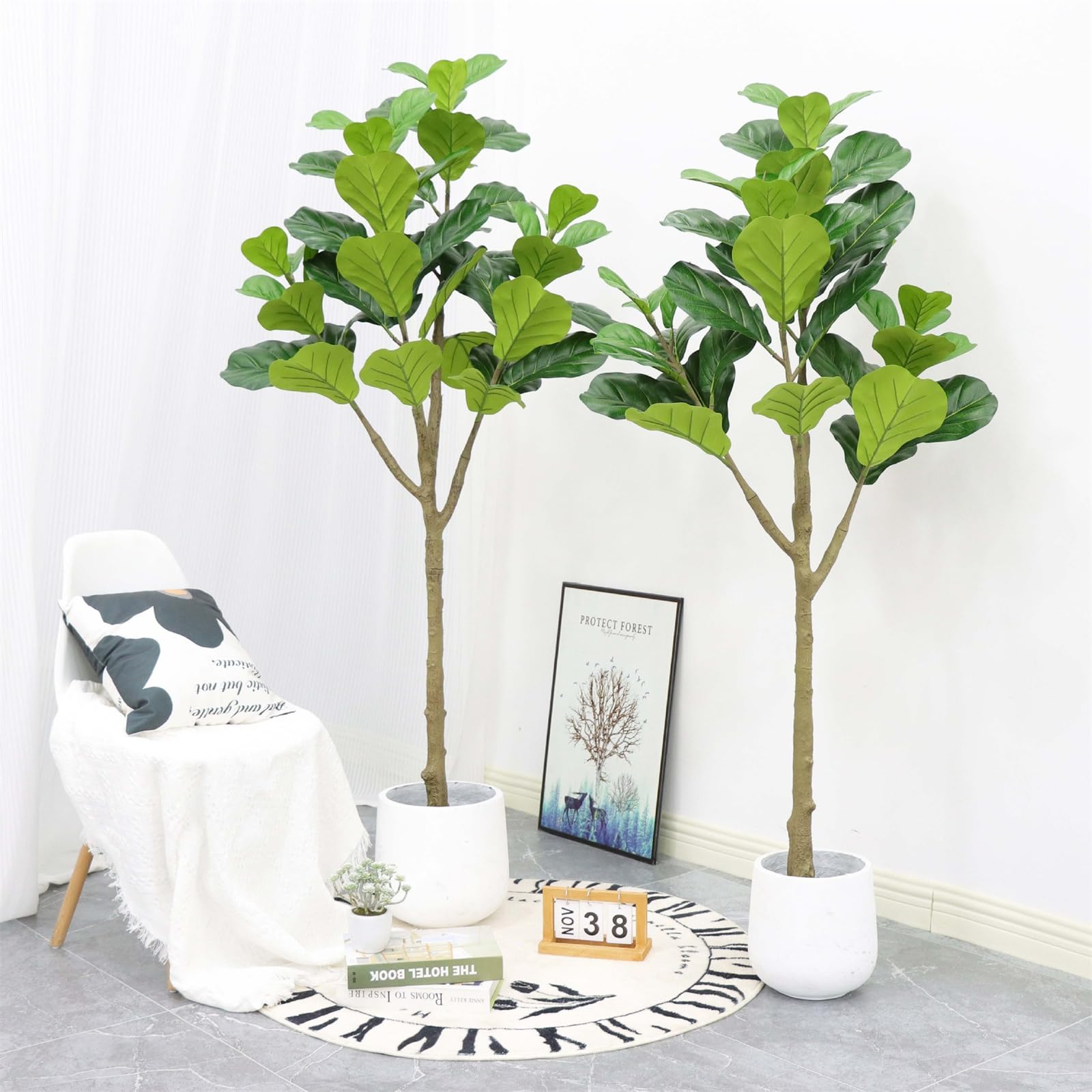 GARVEE Albero di fico artificiale in 2 pezzi, alto 5 piedi/6 piedi, albero di fico artificiale decorativo in seta in vaso, per uso interno ed esterno, casa, perfetto albero di fico artificiale da 180 cm