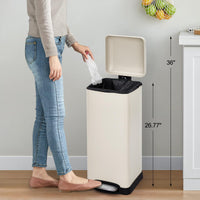 Pattumiera rettangolare Garvee da 8 gal/30 L in acciaio inox con coperchio a chiusura ammortizzata per cucina e sala da pranzo, anti-impronta, con secchio interno