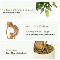 Albero di ficus artificiale Garvee da 4 piedi con tronco curvo, oltre 756 foglie di seta, vaso bianco, rami regolabili per la decorazione di casa e ufficio