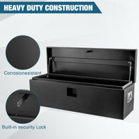 Cassetta portautensili per camion in acciaio nero Garvee, coperchio pneumatico in acciaio calibro 12, rimorchio resistente alle intemperie, 48x15x15 pollici