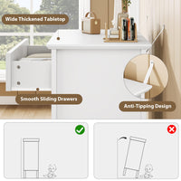 Cassettiera Garvee White Fluted a 3 cassetti, moderna, in legno, per camera da letto, corridoio, 31.5"L x 29.5"A, bianca