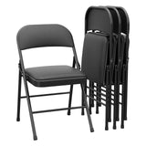 Garvee Set di 4 sedie pieghevoli con imbottitura, robuste, pieghevoli, in similpelle, supportano fino a 350 libbre, nere, per ufficio e uso esterno - nero