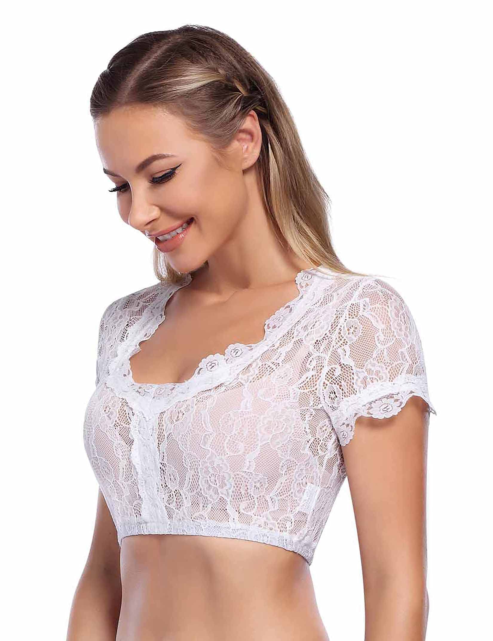 Garvee Chemisier Dirndl per donna in pizzo bianco tradizionale per l'Oktoberfest
