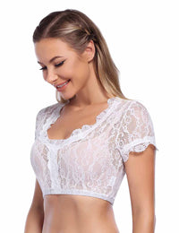 Garvee Chemisier Dirndl per donna in pizzo bianco tradizionale per l'Oktoberfest