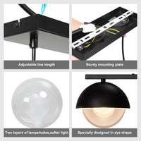 Lampada a sospensione moderna Garvee da tavolo da pranzo a 4 luci in metallo nero, altezza regolabile, stile industriale retrò, per sale da pranzo e bar