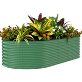 Garvee Letto Da Giardino Rialzato Zincato 244x122x61 cm Verde, Acciaio Resistente Alla Ruggine, Design Aperto Per Orto Esterno - Verde con strisce anti-taglio