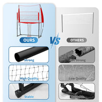 Garvee Rete da pallavolo portatile 8x11 piedi Altezza regolabile Telaio in acciaio 6.5-8 piedi Rete Oxford Allenamento interno/esterno