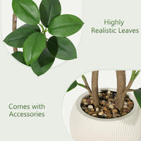 Albero di gomma artificiale Garvee da 5 piedi con vaso in resina bianca, resistente ai raggi UV, adatto a soggetti allergici, decorazione per interni e ufficio, marrone-bianco, realistico