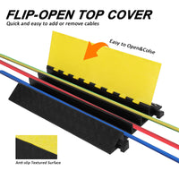 Rampa di protezione per cavi Garvee a 3 canali, gialla, per asfalto e cemento, capacità di carico di 28000 libbre, antiscivolo, modulare