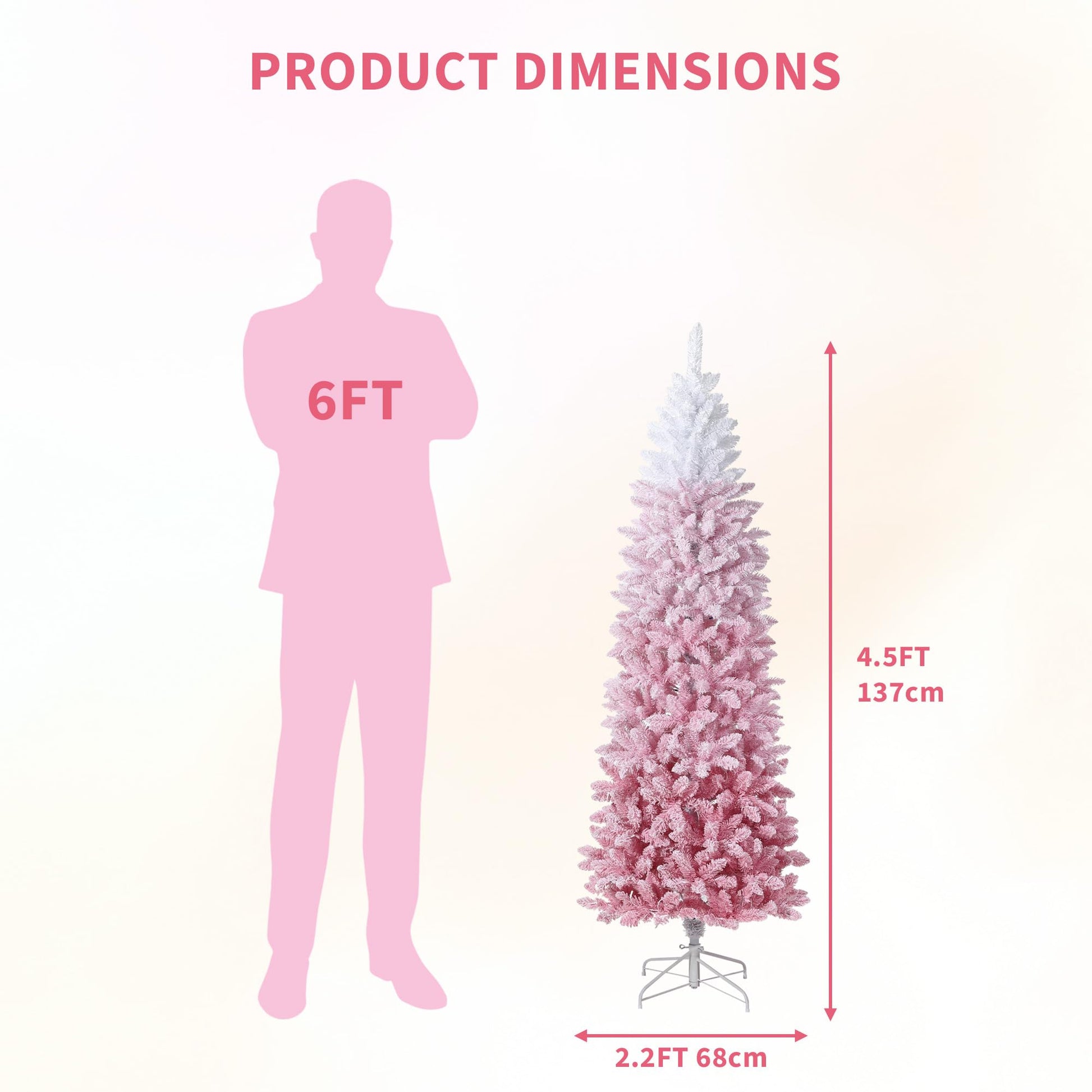 Albero di Natale Garvee artificiale da 140 cm rosa con 100 LED per la decorazione della Natalia del soggiorno