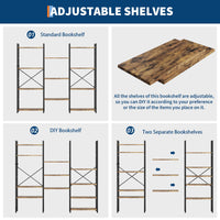 Libreria Garvee Industrial a 4 ripiani con struttura in metallo, grande e robusta mensola per soggiorno e ufficio, marrone rustico, versatile