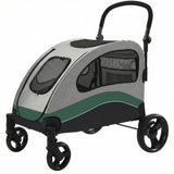 Garvee Passeggino Extra Large per Cani con Telaio in Acciaio, Ruote con Freni, Design Pieghevole, Manico Regolabile - Verde - Green