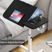 Tavolo da assistenza Garvee con ruote, tavolo da letto regolabile in altezza, piano inclinabile, protezione dei bordi per letto d'ospedale, letto per allattamento, tavolo per laptop, nero, 60-95 cm