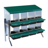 Garvee Scatola Nido per Pollame 8 Fori con Vassoio Raccolta Uova e Staffa per Cortili Piccole Fattorie, Ventilazione, Facile Pulizia, Design Salvaspazio - Verde