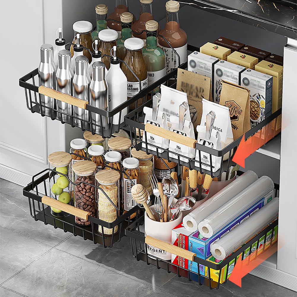 Organizzatore per cassetti multifunzionali Garvee con guide scorrevoli per cucina e bagno, materiale a rete, non richiede foratura