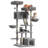 Albero per gatti Garvee Large da 66 pollici con tiragraffi in sisal per giocare e riposare al chiuso, multilivello, comodo e stabile - Grigio