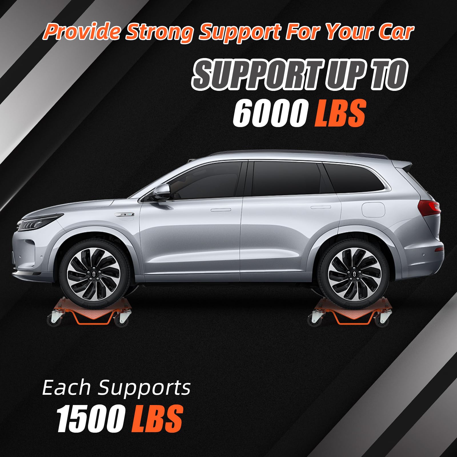 Garvee Auto Dolly Set 4 Pezzi per Festa del Papà | Capacità 6000 libbre, Acciaio al Carbonio con Blocco Sicurezza, Ruote Girevoli 3", Nero per Officina Garage