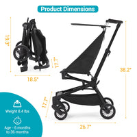 Passeggino da viaggio Garvee Baby, leggero, con telaio in fibra di carbonio, protezione UV, pieghevole, 8,4 libbre, spazio di archiviazione, sicuro in città e in viaggio