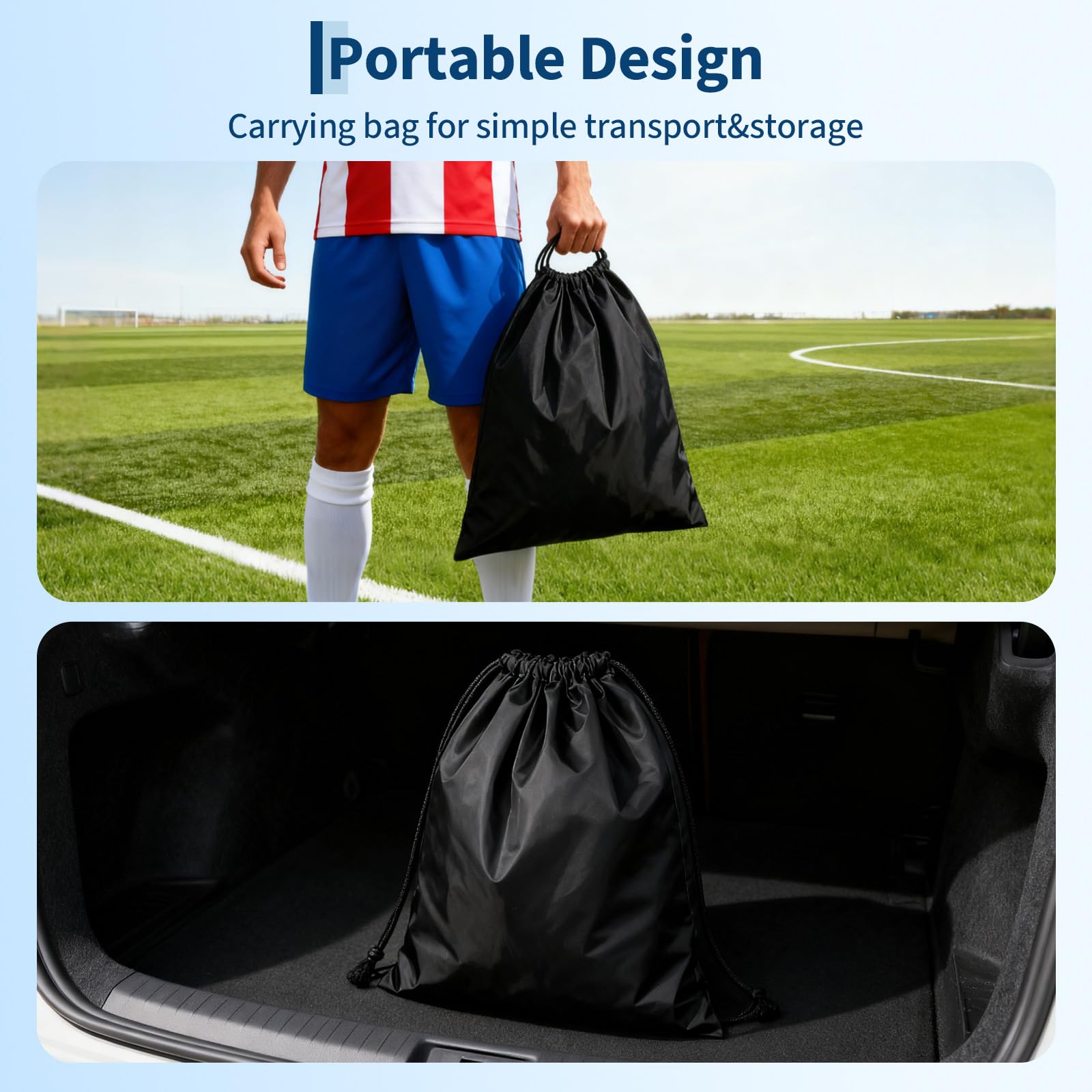 Porte da calcio Garvee, configurazione da 2, 6x4 piedi, porte da calcio pop-up, tessuto Oxford 450D, fibra di vetro da 10 mm, rete in poliestere, portatile, per allenamento e giardino