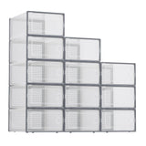 Garvee Scatole Trasparenti Grandi per Scarpe con Coperchi Resistenti, Organizer Multiuso per Armadio e Sottoletto, ABS Durevole, Ventilate, 12 Pezzi - Gray