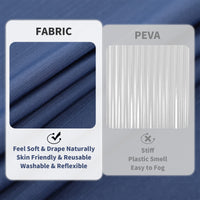 Tenda da doccia GARVEE blu navy a righe, leggera, lavabile, di qualità alberghiera, 183x198 cm, in morbido lino, blu scuro, accessorio da bagno testurizzato