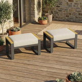 Garvee Pouf da Esterno in Alluminio Beige, Resistente alla Ruggine, Cuscino Confortevole, Leggero, Perfetto per Balcone e Giardino
