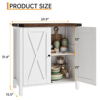 Credenza buffet da cucina Garvee con ante, ripiano regolabile, stile country, per cucina, soggiorno, sala da pranzo, bianca