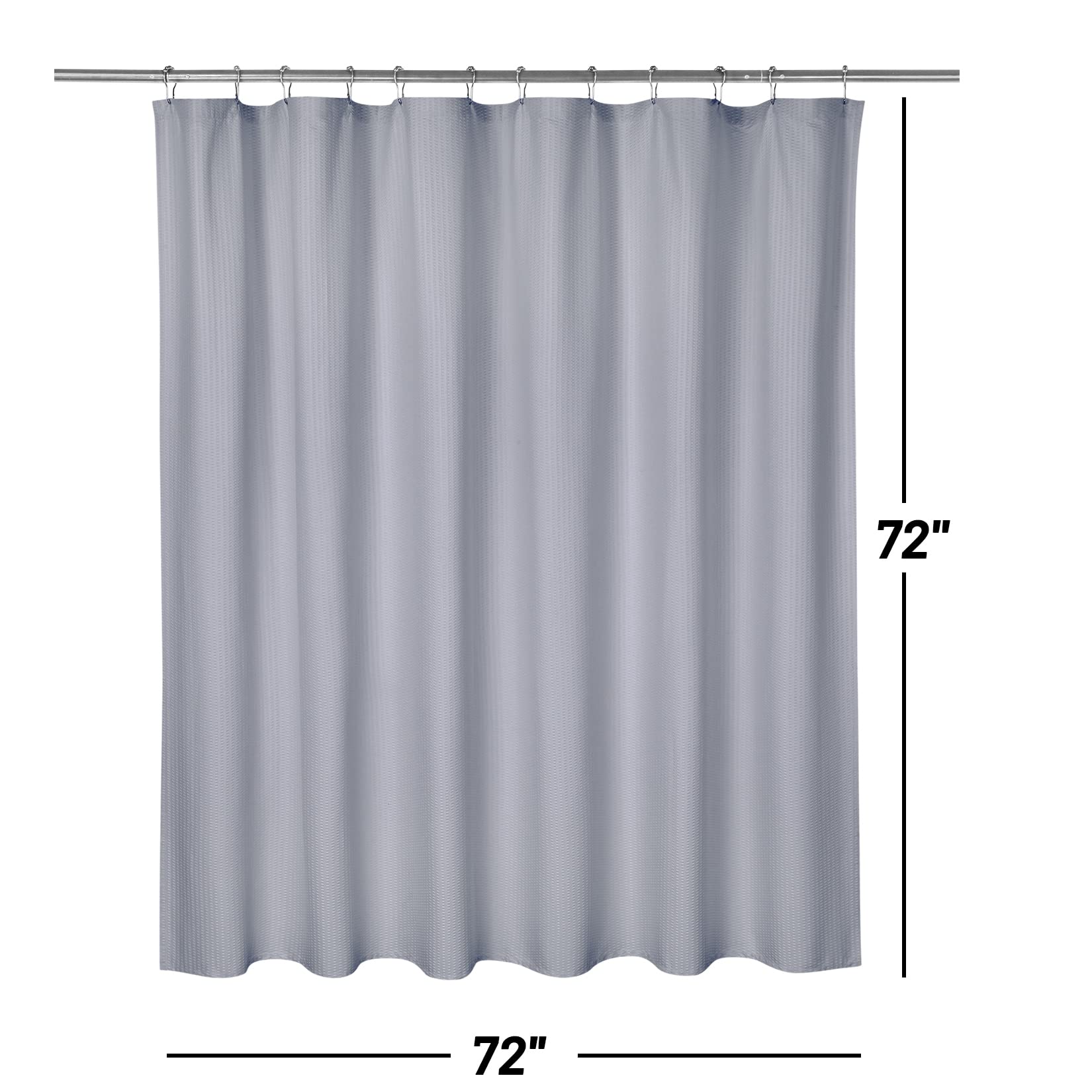 Tenda da doccia Garvee grigia con motivo in rilievo, poliestere, orlo appesantito, 12 asole, adatta per bagni