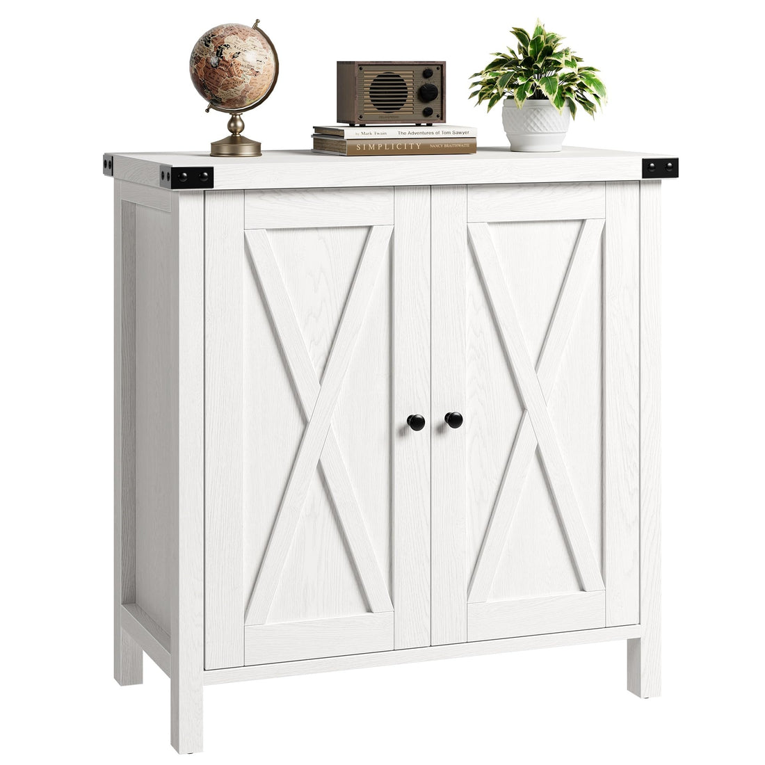 Credenza Garvee Farmhouse con 2 ante, ripiani regolabili, legno MDF, bianco, per soggiorno e sala da pranzo, robusta, versatile, 30"x15,7"x31,5"
