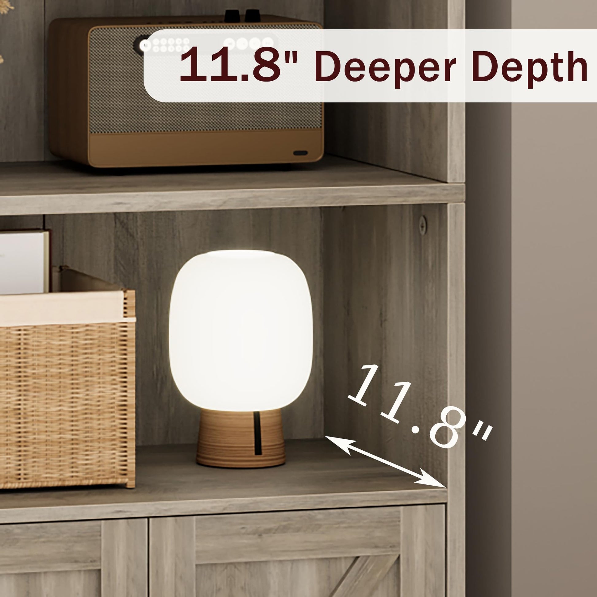 Libreria Garvee con ante, stile industriale, 6 ripiani, design rustico, legno, profondità 11,8", grigio, per soggiorno, ufficio, camera da letto