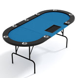 Garvee Tavolo Poker Ovale per 10 Giocatori con 9 Portabicchieri in Acciaio Inox, Bordo Imbottito Verde, Gambe Pieghevoli, per Feste e Campeggio, 207x107x75 cm - Blu