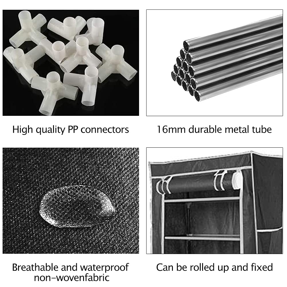 Scarpiera Garvee a 10 ripiani con copertura antipolvere e cerniera, struttura in metallo, 30 x 60 x 160 cm, per tacchi alti e scarpe sportive, marrone