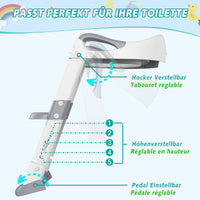 Sedile WC per bambini Garvee con gradini, altezza regolabile, pieghevole, imbottito in PU, antiscivolo, per bambini e bambine, bianco