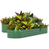 Garvee Set 2 Letti Da Giardino Rialzati In Acciaio Zincato, Resistente Alla Ruggine, Facile Montaggio, Beige/Verde, 244x61x46cm, Ideale Per Orto E Fiori - Verde
