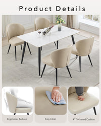 Set di 2 sedie da pranzo Garvee in pelle ergonomica con gambe in acciaio per cucina e sala da pranzo, altezza seduta 23,2" neutra