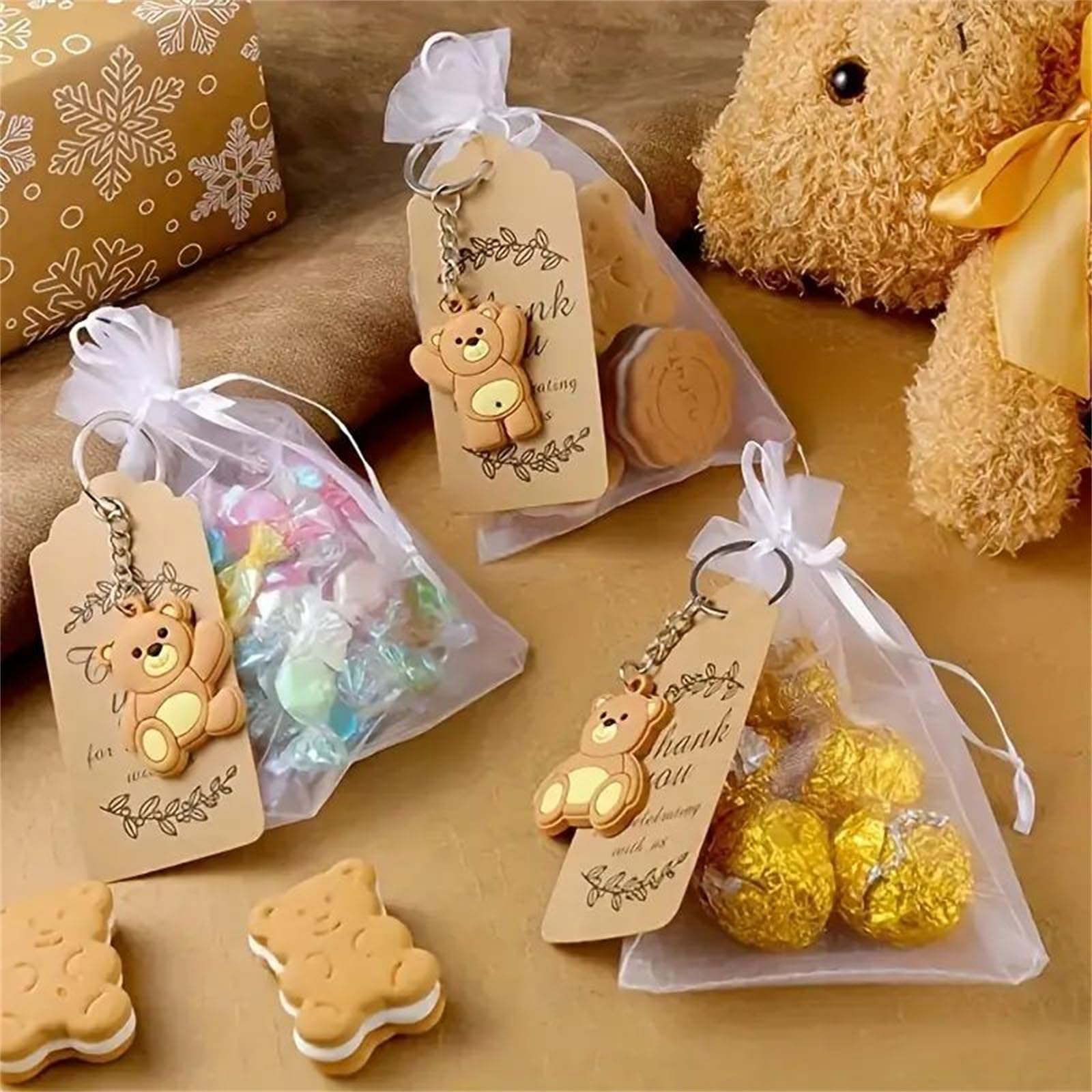 Garvee 18 etichette regalo decorative con grazioso motivo a orsetto per feste di compleanno, matrimoni, 18 pezzi, multicolore