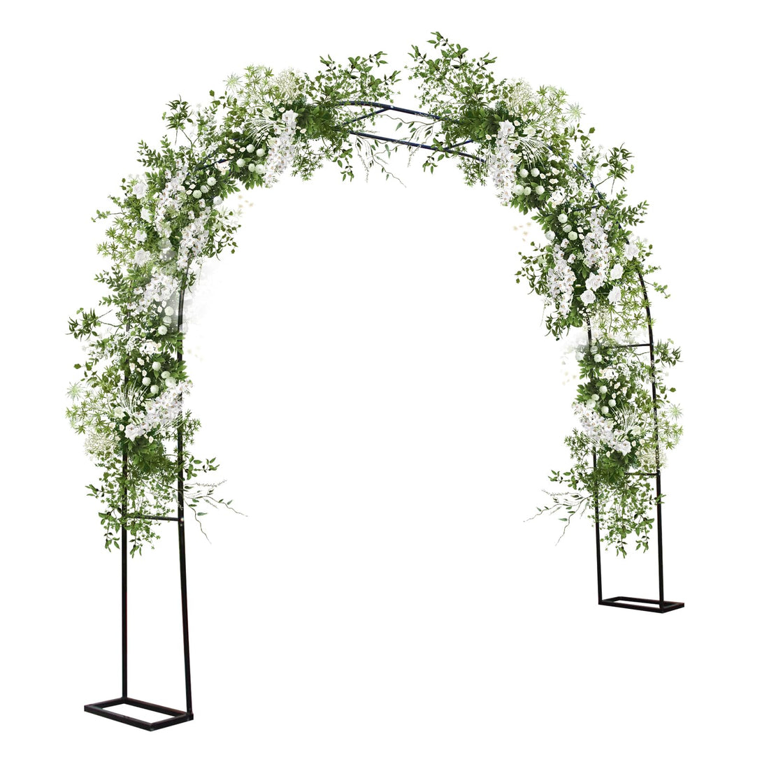 Pergola ad arco da giardino Garvee 9,8 piedi x 7,2 piedi Cancello da giardino in metallo antiruggine nero per matrimoni e giardino