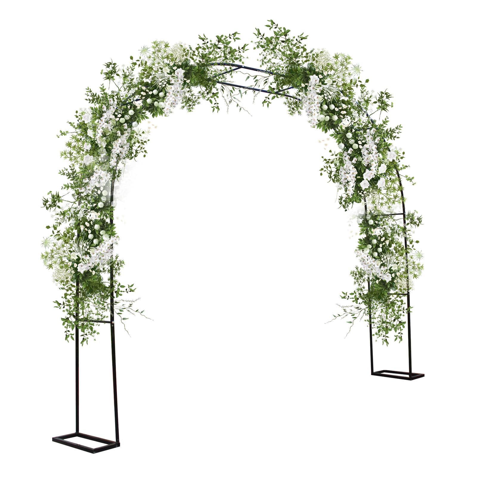Pergola ad arco da giardino Garvee 9,8 piedi x 7,2 piedi Cancello da giardino in metallo antiruggine nero per matrimoni e giardino