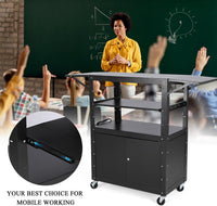 Carrello AV mobile Garvee con mobiletto bloccabile, altezza regolabile, supporto per laptop, acciaio, postazione di lavoro mobile, spazio di archiviazione, ideale per uffici, nero