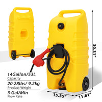 Serbatoio carburante Garvee da 14 galloni con pompa a sifone manuale e tubo in polietilene da 10 piedi con ruote per auto, ATV, barca, tosaerba