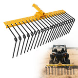 Garvee 122cm Rastrello Paesaggistico a 21 Denti a Molla in Acciaio Verniciato a Polvere con Attacco da 50mm per Trattorini ATV e UTV - Giallo + Nero